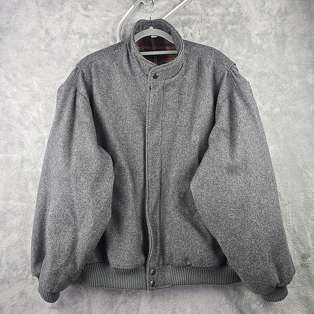 Vintage Sears Roebuck Jacket‎ Mens XL Gray Wool Blend Bomber Thermolite 90s